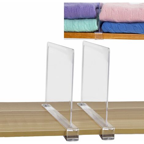 Set mit 2 Regalteilern, Acryl-Regalteiler, Schrankteiler, Schranksystemteiler, kein Bohren, Regalsystem, Schrankregal-Organisationssystem