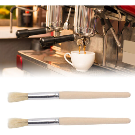Set mit 2 Reinigungsbürsten für Kaffeemaschine und Kaffeemühle mit Holzgriffen – Buche – 26 g
