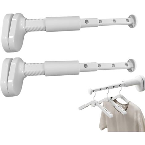 Set mit 2 Reise-Kleiderständern, tragbarer Camping-Wäschetrockner, faltbar, teleskopierbare Klemmstange, ausziehbarer Wäscheständer, geeignet für Hotels, Apartments und viele andere Umgebungen (weiß)
