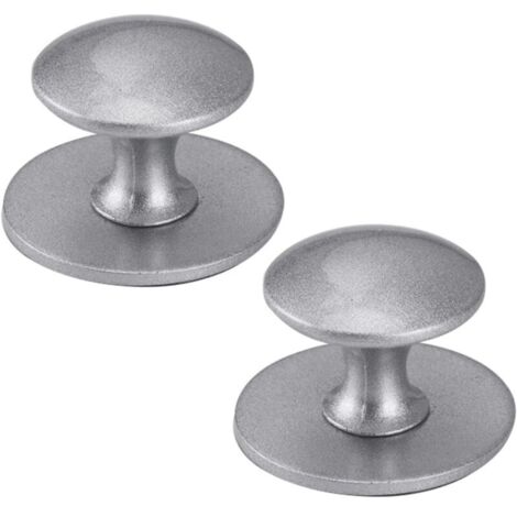 Set mit 2 runden Edelstahl-Schrankknöpfen, selbstklebend, für Scheunentüren, Gartenhäuser, Garagen, Schiebetüren, Küchen, Bars (Sandsilber)