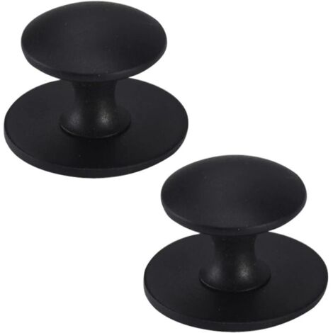 Set mit 2 runden Edelstahlknöpfen für Scheunentüren, Gartenhäuser, Garagen, Schiebetüren, Küchen, Bars (sandschwarz)