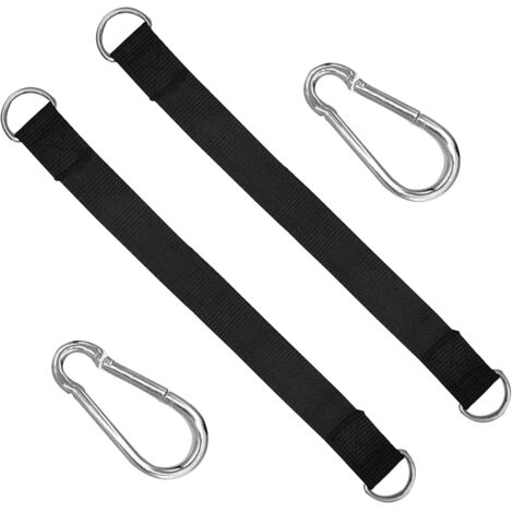 Set mit 2 Schaukelaufhängungen – 2,5 x 30 cm – Nylonbefestigung – Für Hängematten – Mit 2 robusten Karabinern und D-Ringen