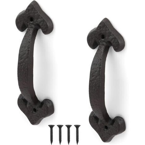 Set mit 2 Schiebetürgriffen, antike Türgriffe aus Gusseisen, Vintage-Türgriffe, komplettes Zubehörsortiment für Schuppentore, Garagen, Schränke