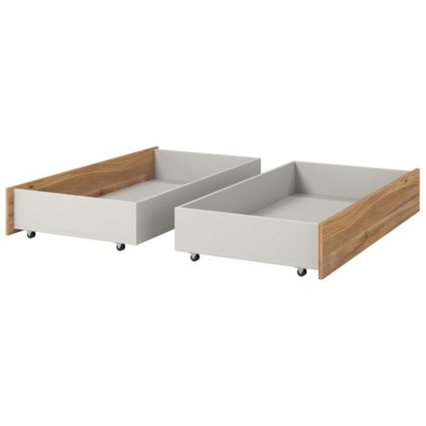 Set mit 2 Schubladen für VOX-Bett in Eichen- und Weißfarbe