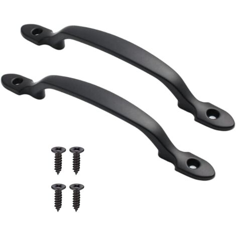 Set mit 2 schwarzen Edelstahl-Schrankgriffen, inklusive Schrauben, für Kleiderschränke und Schiebetüren