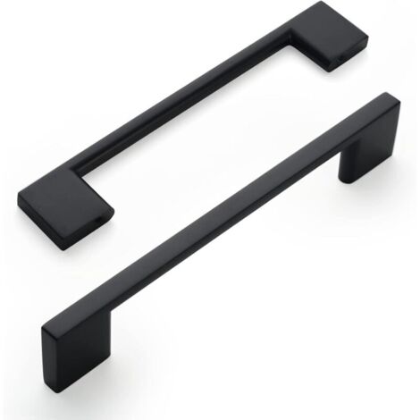 Set mit 2 schwarzen Küchengriffen aus Zinklegierung, 128 mm, inklusive Schrauben für Schubladen, Schränke und Regale