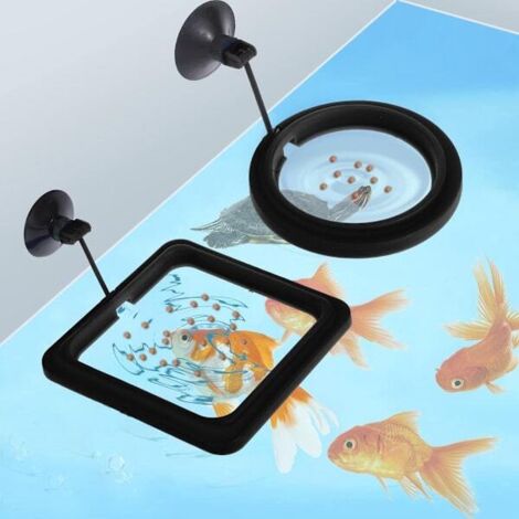 Set mit 2 schwimmenden Futterringen – 10 cm Aquarienfutterringe – mit Saugnäpfen – Futterspender – Aquarienzubehör – Schwarz