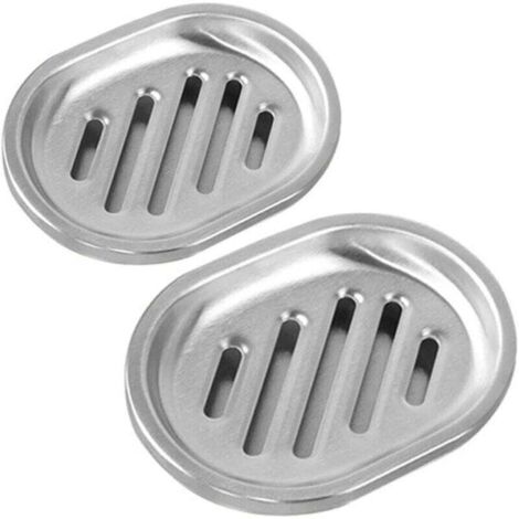 Set mit 2 Seifenschalen aus Edelstahl, Seifenhalter mit Smiley-Gesicht, antibakterielle Seifenablage, Badezimmer, Dusche, Küche
