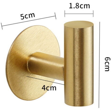 Set mit 2 selbstklebenden Haken aus gebürstetem, goldfarbenem Edelstahl SUS304 – robuste und wasserfeste Wandhaken für Mäntel, Bademäntel und Handtücher in Bad, Küche und Hotel.