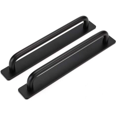 Set mit 2 selbstklebenden Küchenschrankgriffen, Schiebetürgriffen, schwarzen Schrankgriffen, selbstklebenden Aluminium-Küchentürgriffen