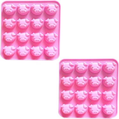 Set mit 2 Silikon-Eiswürfelformen in Form einer Wurst und eines Schweins, witzige Utensilien für originelle Eis am Stiel und Appetithäppchen