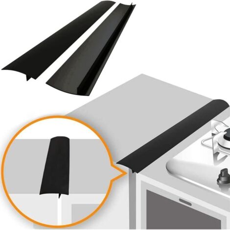 Set mit 2 Silikon-Herddichtungsabdeckungen, hitzebeständig, zum Ausfüllen von Spalten zwischen Herd und Arbeitsplatte, leicht zu reinigen (53 cm, schwarz)