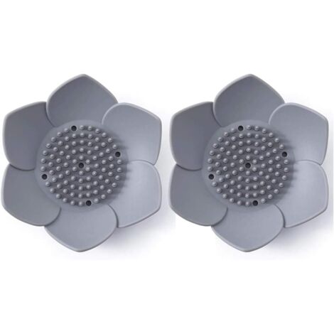 Set mit 2 Silikon-Seifenschalen mit japanischem Blumenmuster (grau)