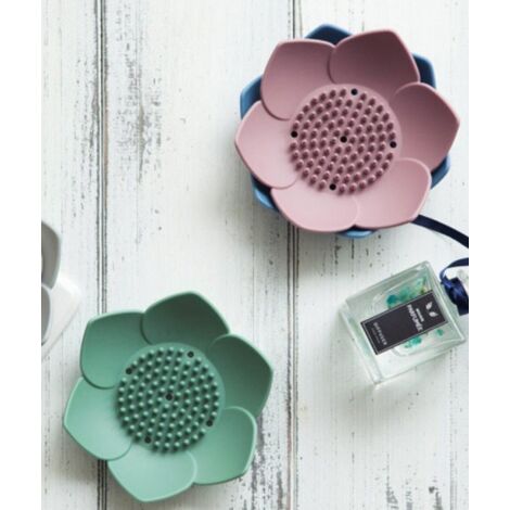 Set mit 2 Silikon-Seifenschalen mit japanischem Blumenmuster (rosa)