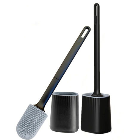 Set mit 2 Silikon-WC-Reinigern, WC-Reinigungsset für schwer zugängliche Ecken, Wandmontierter WC-Schrubber