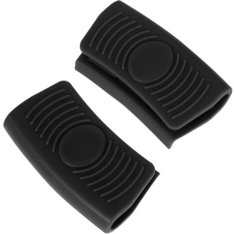 Set mit 2 Silikongriffen für Töpfe und Pfannen – 8 x 4,4 cm – Hitzebeständig – Rutschfester Griff – Schutzhülle für Auflaufformen, Gusseisenpfannen und anderes Kochgeschirr – Schwarz