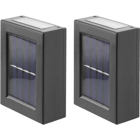 Set mit 2 Solar-Außenwandleuchten, Kaltweiß