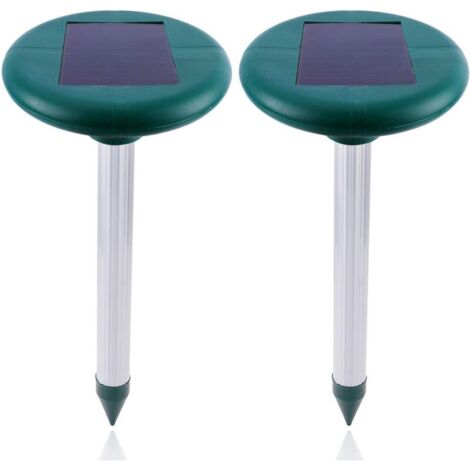 Set mit 2 solarbetriebenen, wasserdichten Ultraschall-Maulwurf- und Mäuseabwehrgeräten für den Garten