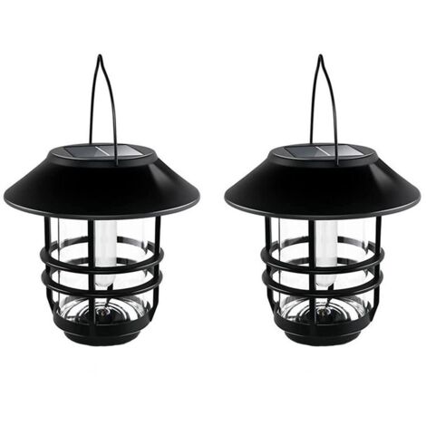 Set mit 2 Solarlampen, Glas/Metall, wasserdicht, schwarz/transparent