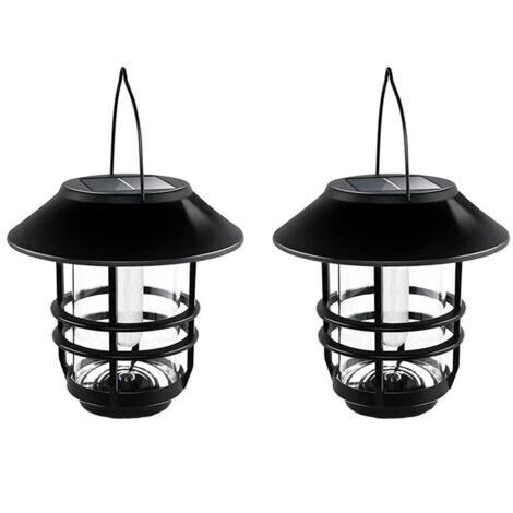 Set mit 2 Solarlampen, Glas/Metall, wasserdicht, schwarz/transparent
