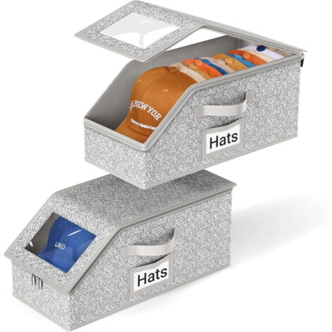 Set mit 2 stapelbaren Baseballkappen-Organizern für bis zu 24 Kappen. Hut-Organizer aus Pappe für den Kleiderschrank.