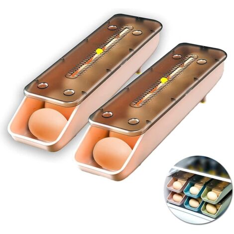 Set mit 2 stapelbaren Eieraufbewahrungsboxen für die Küche, automatischer Spender mit Staubschutzdeckel