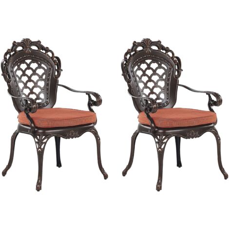 Set mit 2 Stühlen und Sitzkissen LIZZANO Metall Dunkelbraun