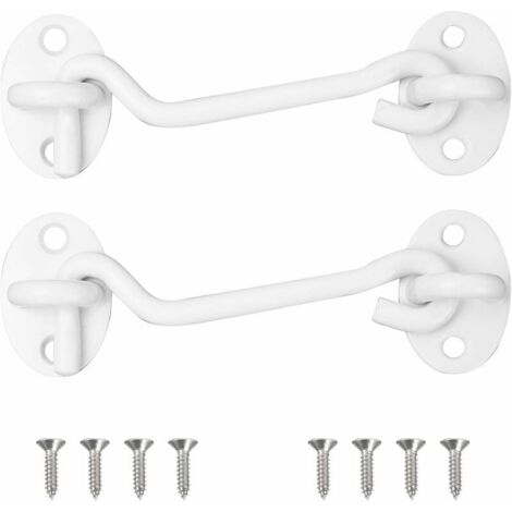 Set mit 2 Sturmhaken (100 mm, weiß), Bolatus Edelstahl mit Öse, für Tür, Garage, Fenster, Hütte, Tür