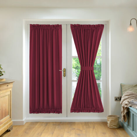Set mit 2 Thermovorhängen, 63 x 183 cm, mit Metallösen, Sonnen- und Wärmedämmung, Sichtschutz, für Terrassentüren und Küchen