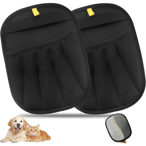Set mit 2 Tierhaarpflegehandschuhen, doppelseitige Bürste zum Waschen, Pflegen und Entfernen von Tierhaaren, für Sofas und Kleidung