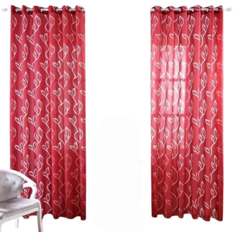 Set mit 2 transparenten Gardinen – JINFGERNE – Heimtextilien – 100 x 250 cm – Rot