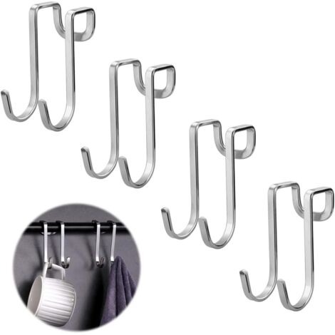 Set mit 2 Türhaken aus Edelstahl, kein Bohren erforderlich, Doppelhaken für Schlafzimmer, Badezimmer und Ankleidezimmer