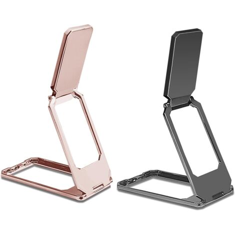 Set mit 2 ultradünnen, faltbaren, um 360° drehbaren magnetischen Metallhalterungen für Smartphones und Tablets (mit universeller magnetischer Autohalterung)