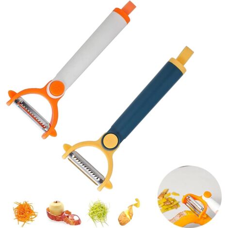 Set mit 2 ultrascharfen Edelstahl-Schälern mit rotierenden Klingen und ergonomischen Griffen für Obst, Gemüse und Käse