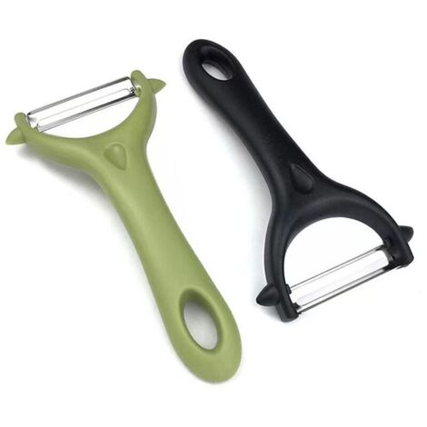 Set mit 2 Universal-Sparern, Gemüseschäler aus Edelstahl, manueller Kartoffelschäler mit ergonomischem Griff, Küchenmesser mit scharfer Klinge für Gemüse und Obst (Schwarz, Grün)