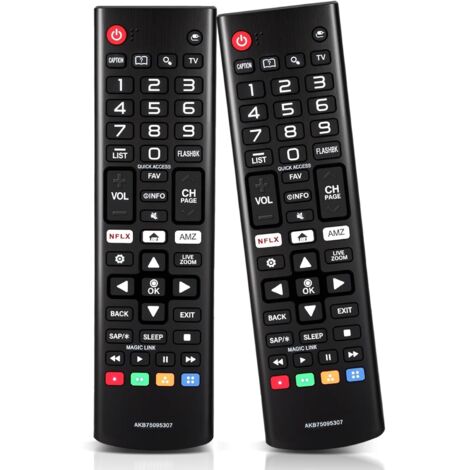 Set mit 2 Universalfernbedienungen für LG Smart TV OLED NanoCell QNED UHD LED 3D, Ersatz für die Original-LG-Fernbedienung, kompatibel mit allen LG TV-Modellen und -Serien
