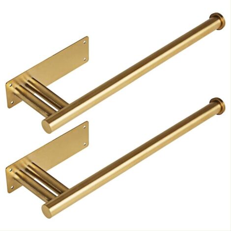 Set mit 2 Unterbau-Papierhandtuchhaltern, Edelstahl-Wandhalterung, selbstklebend oder zum Anbohren unter der Arbeitsplatte, goldfarbener Papierhandtuchhalter