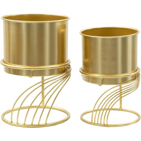 Set mit 2 Vasenhaltern Clutha, Dekorationszubehör, Dekoratives Artikel, Einrichtungszubehör, 23x23 h36 cm, Gold