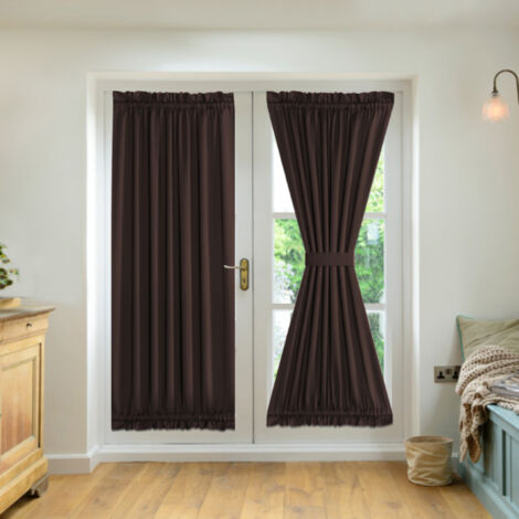 Set mit 2 Verdunkelungsvorhängen, 63 x 183 cm, mit Ösen, Wärme- und Sonnenschutz, Sichtschutz, für Fenster, Fenstertüren und Küchen