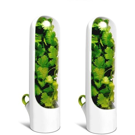 Set mit 2 Vorratsgläsern für frische Kräuter, Gemüse und Koriander. Ideal zum Aufbewahren von Koriander, Minze, Petersilie und Spargel.