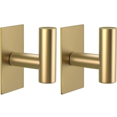 Set mit 2 Wandhaken für Handtücher, starke und wasserfeste Kleberückseite zum Aufhängen von Mänteln, Kleidung und Küchenschränken (gold)