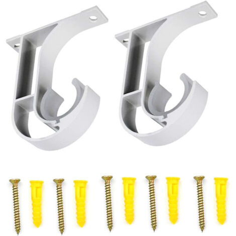 Set mit 2 Wandhalterungen für Gardinenstangen – Befestigungsmaterial für Gardinenstangen, Deckenhalterungen und Kleiderstangenhalterungen aus Zinklegierung – Geeignet für Gardinenstangen in Schlafzimm