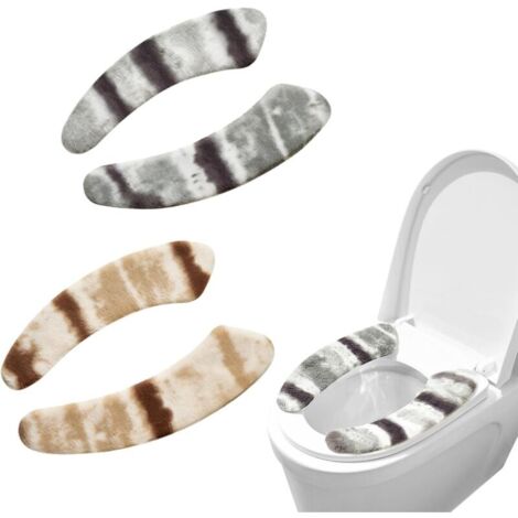 Set mit 2 warmen und waschbaren WC-Sitzbezügen – Dicker Plüsch mit selbstklebendem TPR – Universeller, rutschfester Bezug für alle Toiletten