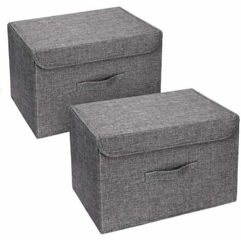 Set mit 2 waschbaren Aufbewahrungsboxen, faltbare Kleideraufbewahrung für Zuhause, Büro, Kinderzimmer, Schrank, Schlafzimmer (grau)