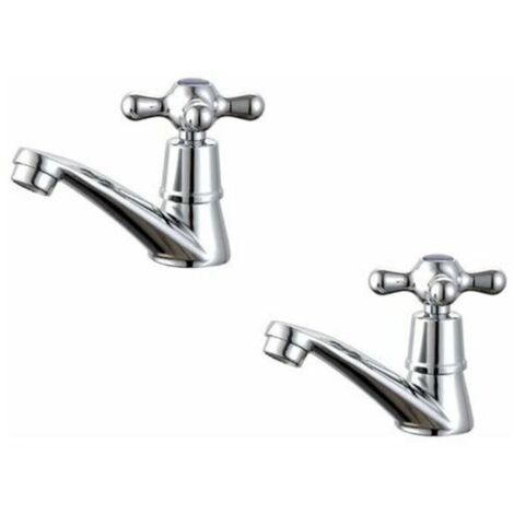 Set mit 2 Waschtischarmaturen mit poliertem Chrom-Kreuzgriff - SONSTIGES