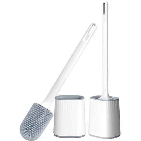 Set mit 2 WC-Bürsten und Haltern, Silikon-WC-Bürste mit Griff, Badaccessoires