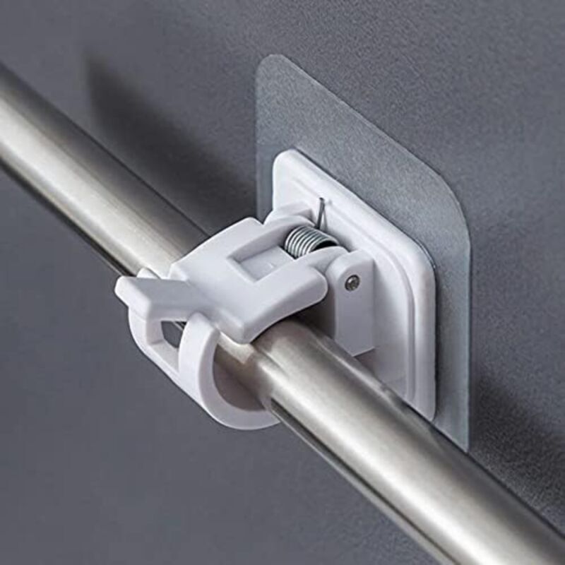 Image of Set mit 2 weißen, selbstklebenden Gardinenstangenhalterungen – Gardinenhalterung