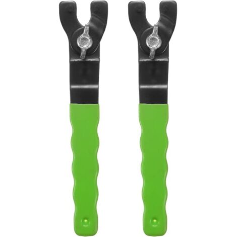 Set mit 2 Winkelschleiferschlüsseln (10-46 mm), verstellbaren Universal-Sicherungsstiften, grünen Ersatzschlüsseln
