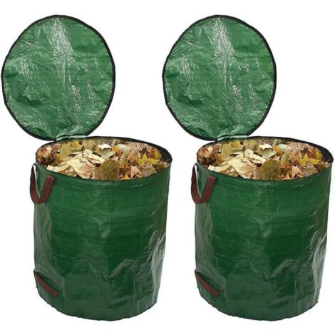 Set mit 2 x 72-Gallonen-Gartenabfallsäcken mit Deckel, wiederverwendbare und robuste Laubsäcke für Hausgarten, Rasen und Gartenabfälle