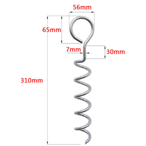 Set mit 2 Zeltheringen – Campingzubehör – Metall – Zur Befestigung einer Leine – Spiralstange – Robustes Zelt – Spiralanker – Eisen – Hundeanker
